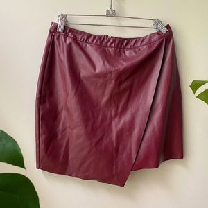 Wine Faux Leather Mini Skirt